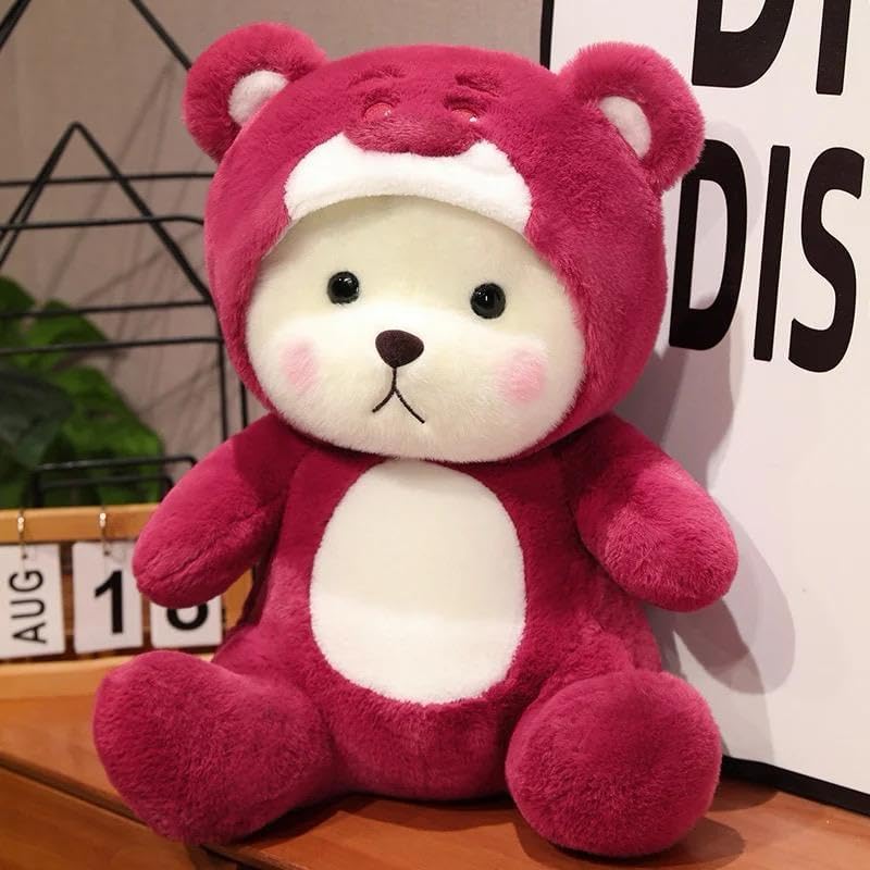 Image of Babique Hoodie Teddy Bear Soft Toy | Stuffed Plush Animal | Ideal for Birthdays & Special Occasions Girls /Boys, Baby Kids -Purple 28 cm