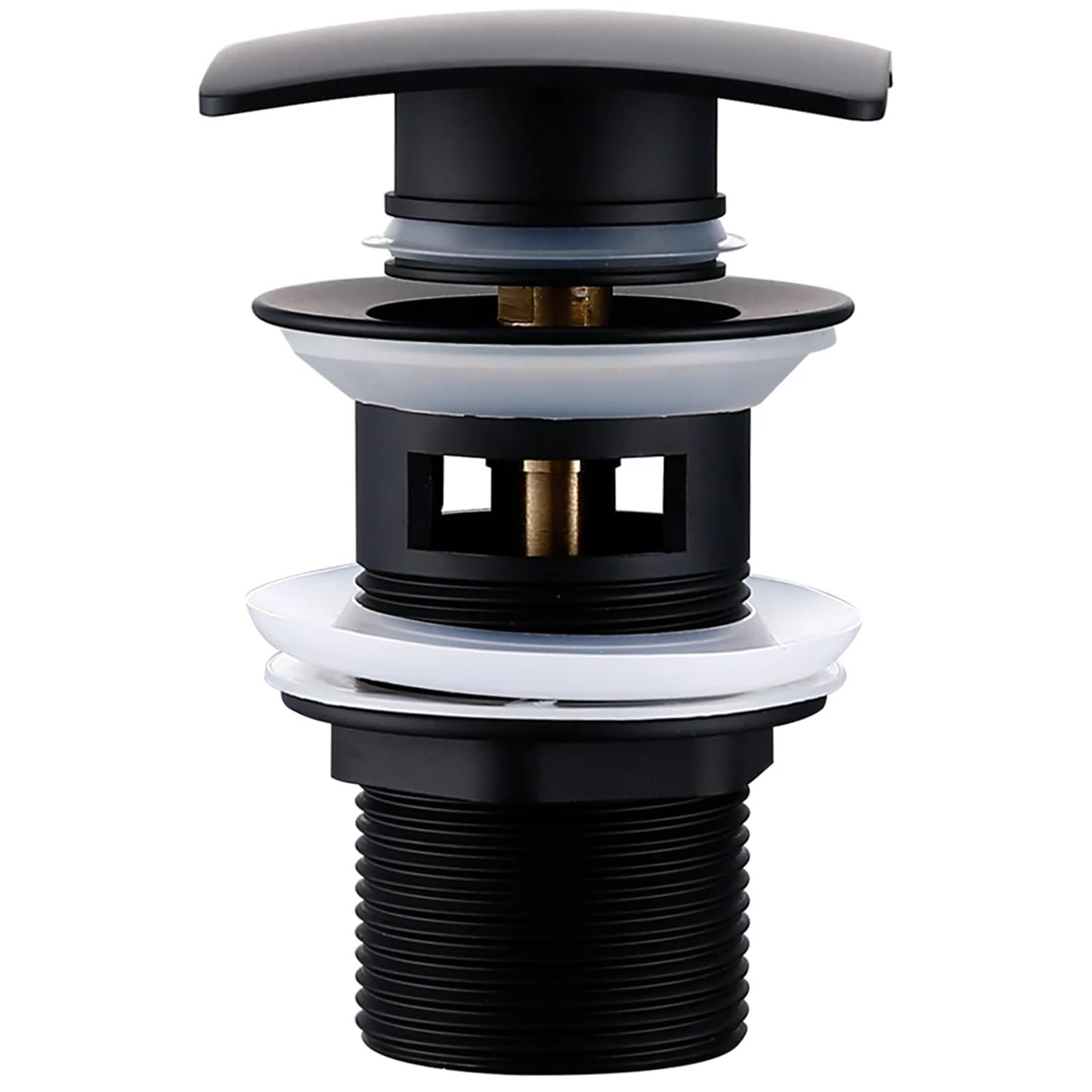 1pcs Polished Gold Black Brass Pop Up Button Square Hole Bathroom Basin Sink Drainer