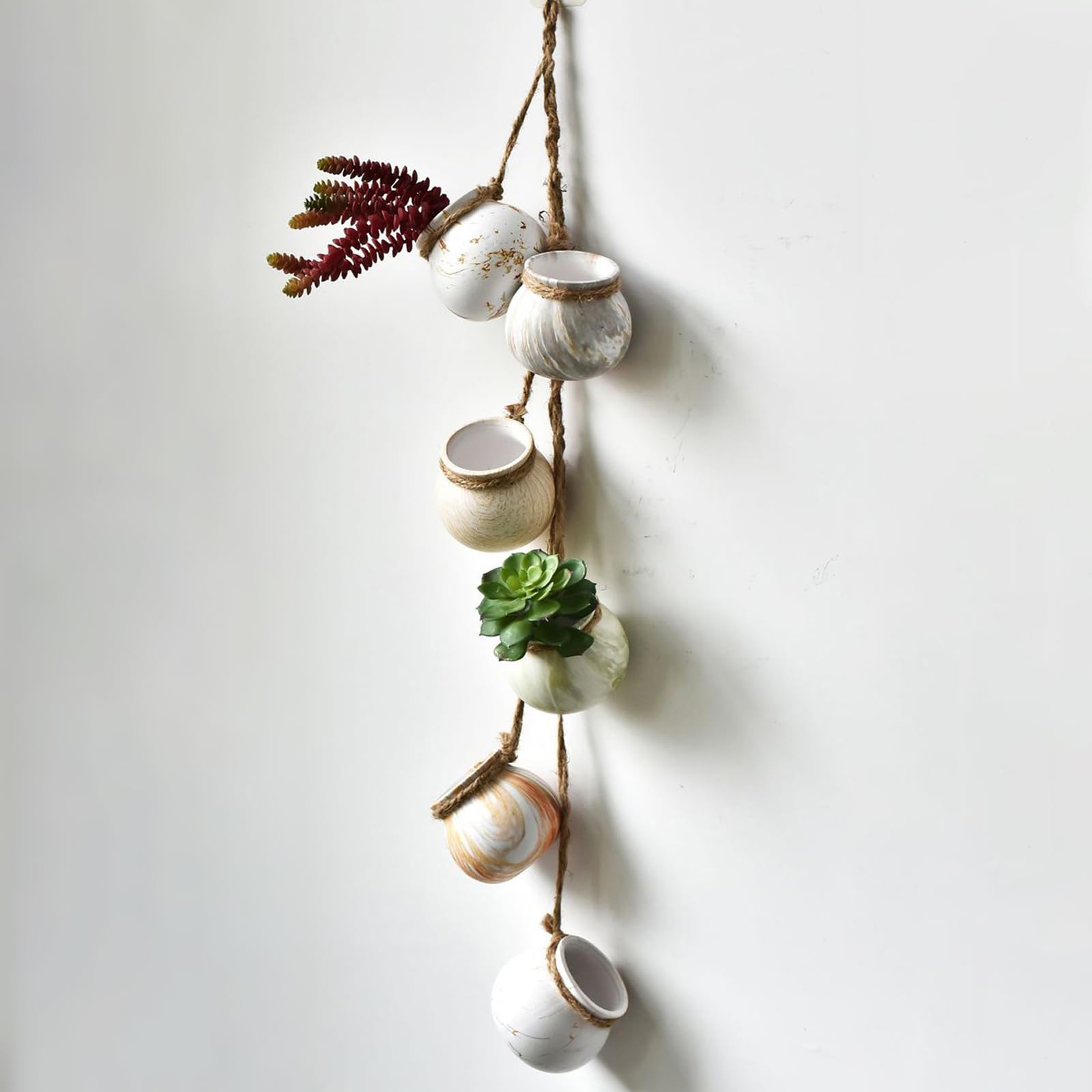 SOUJOY 6-Pack Mini Ceramic Hanging Planters