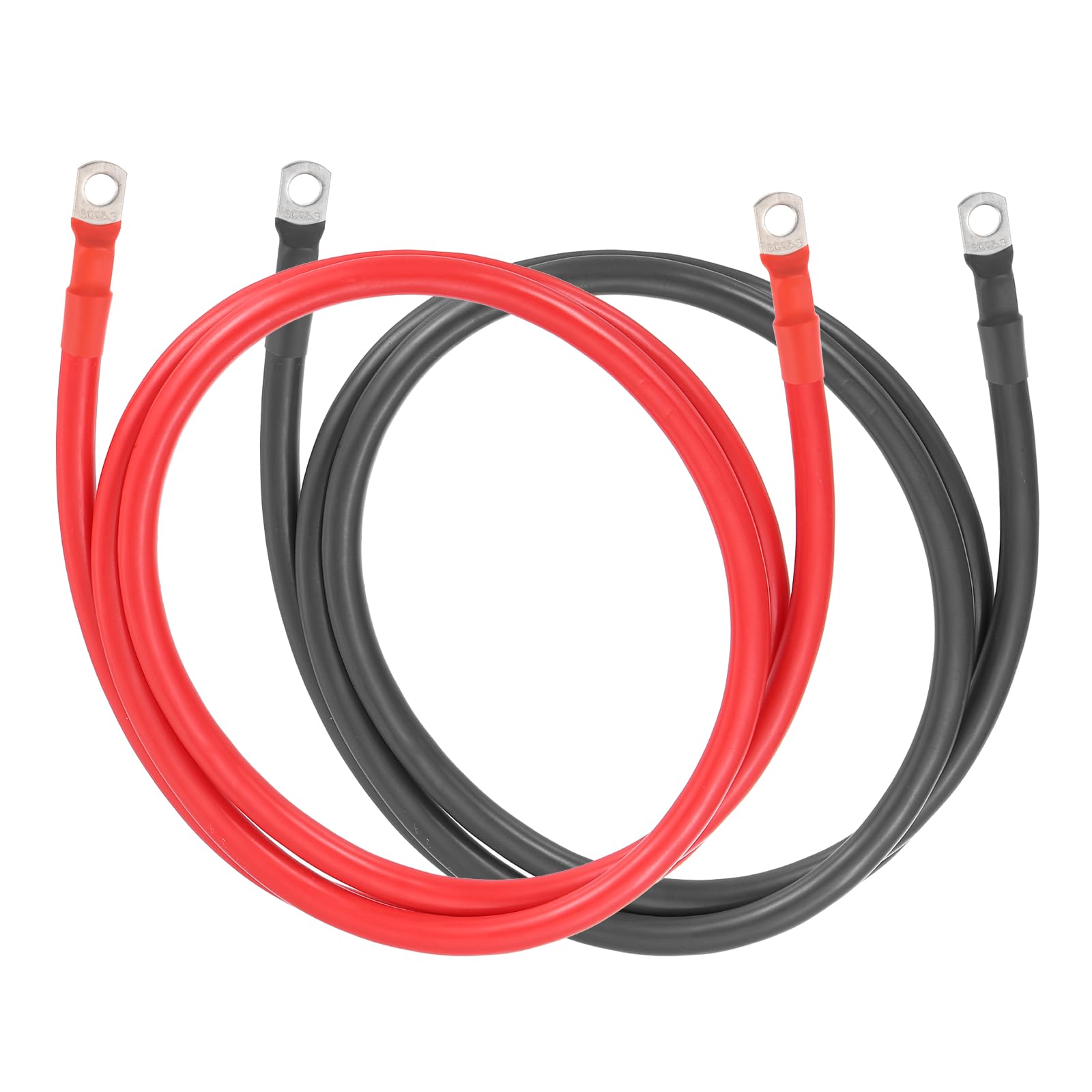 sourcing map Lot de 2 câbles de batterie de calibre 4 AWG de 1,2 m de long et 1,6 cm de diamètre positif et négatif en cuivre avec bornes SC pour voiture, camping-car, chariot de golf marine, rouge et