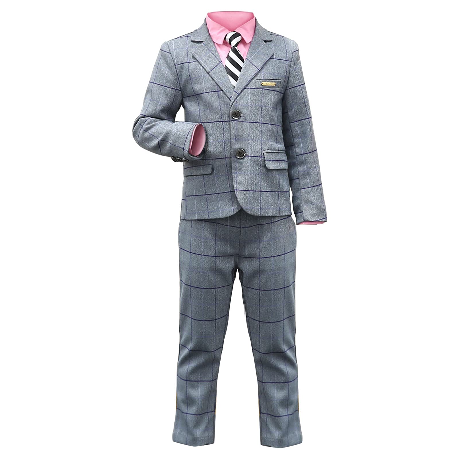 Trajes de Comunion Niño Traje Infantil Tradicional Español a Rayas a Cuadros, Apto para Bautizo y Comunión, Traje Infantil de 5 Piezas