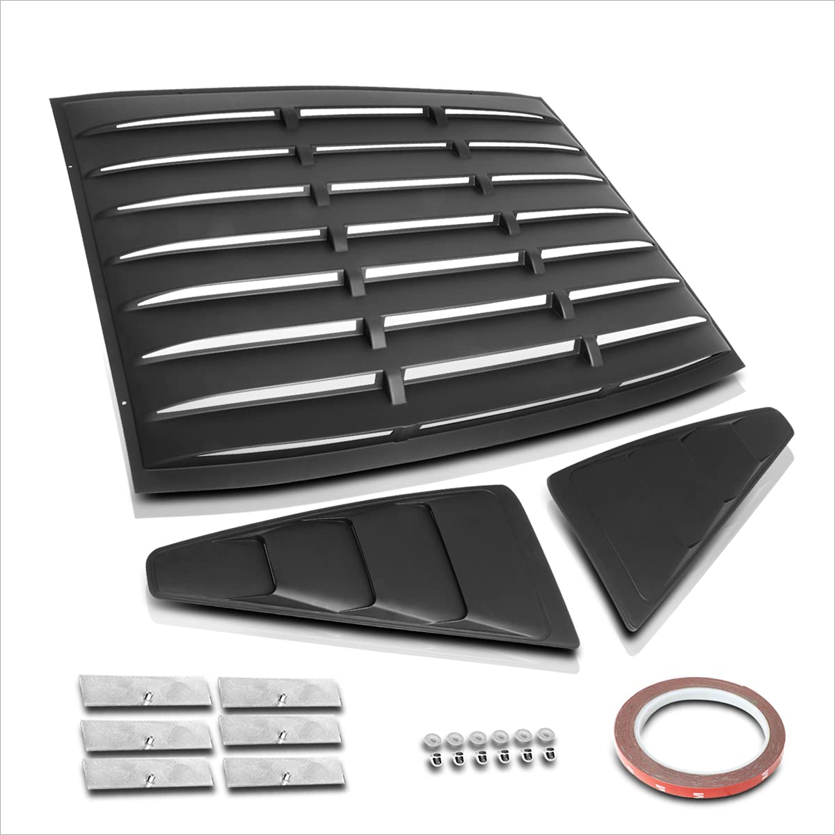 Rear + Side Window Louver Sun Shade Cover Compatible with 05-14 Ford Mustang Coupe (Black)