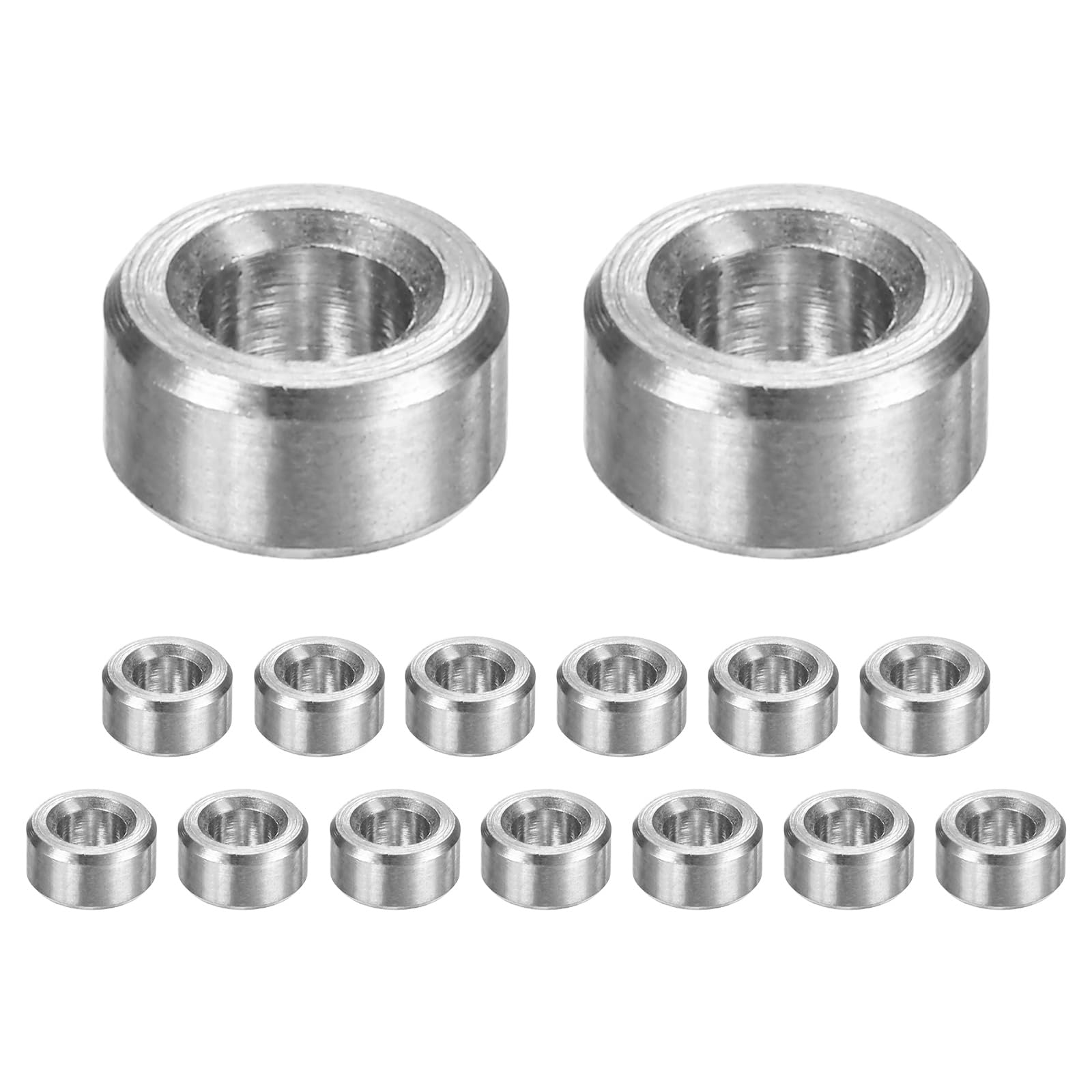 M METERXITY 15PCS M3 304 Stainless Steel Spacers 3mm ID x 6mm OD x 3mm l Metal Screw Standoff Bushing Plain Finish Round Spacer 304 Stainless Steel for Screws Bolts Silver