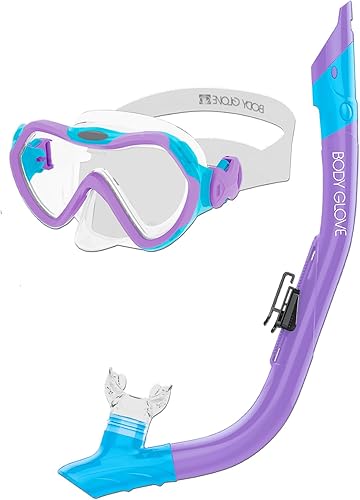 Body Glove Aquatic - Grape Youth - Combo de máscara y esnórquel - Snorkel, buceo y natación - Vidrio templado para adultos-tubo flexible de