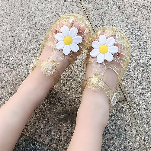 Girls Jelly Sandals Summer Princess Dress Flats Kids Soft Sole Breathable Water Proof Flower Pattern Walking Shoes3