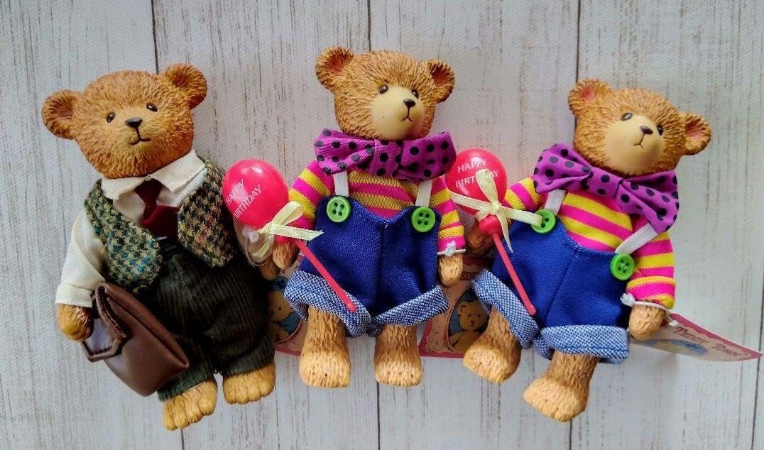 Amazon.co.jp: RUSS Teddy Town ラス テディタウン 3体 紙タグ 90年代  