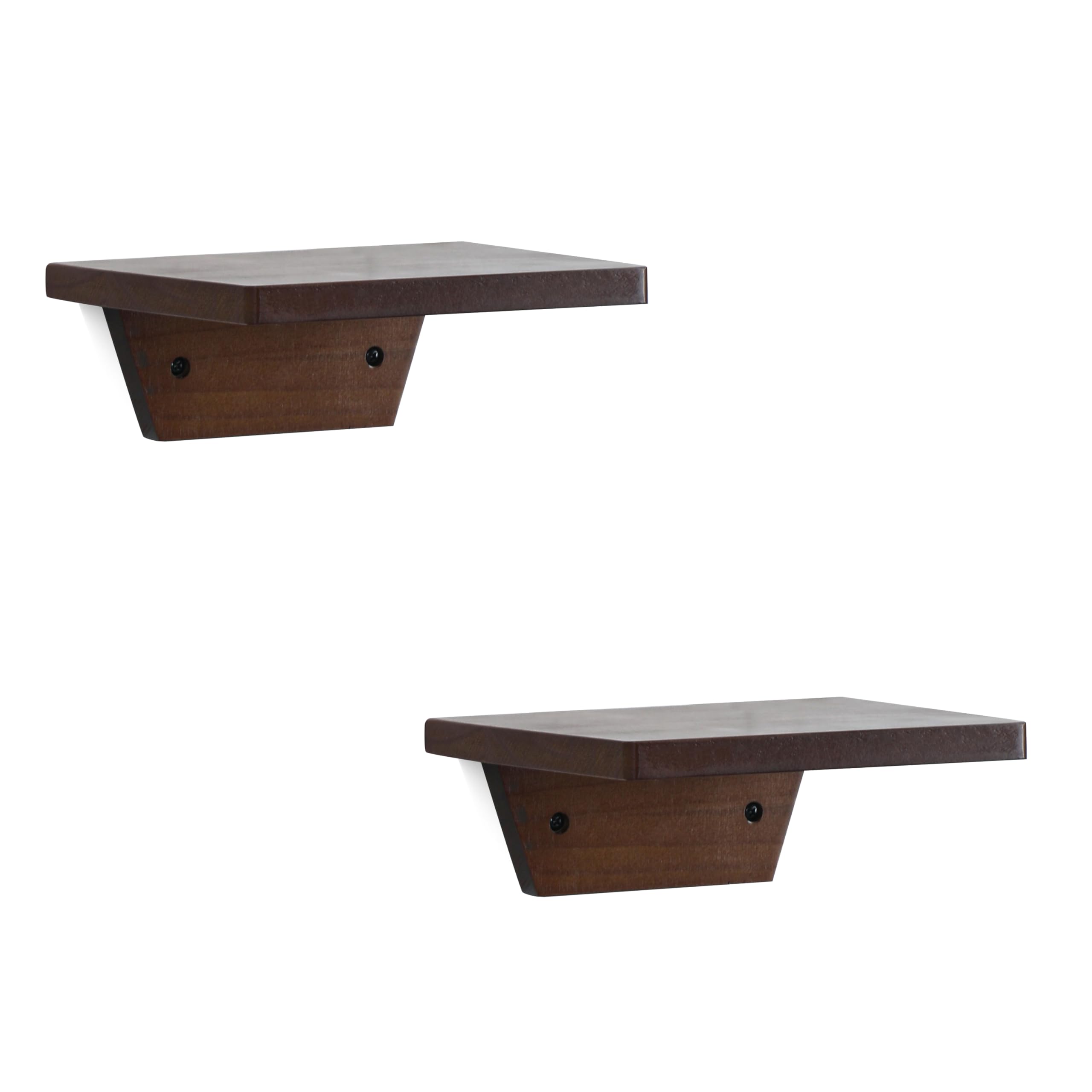 Étagère murale trapézoïdale pour optimiser vos murs encombrés avec ces 2 supports en bois de pin