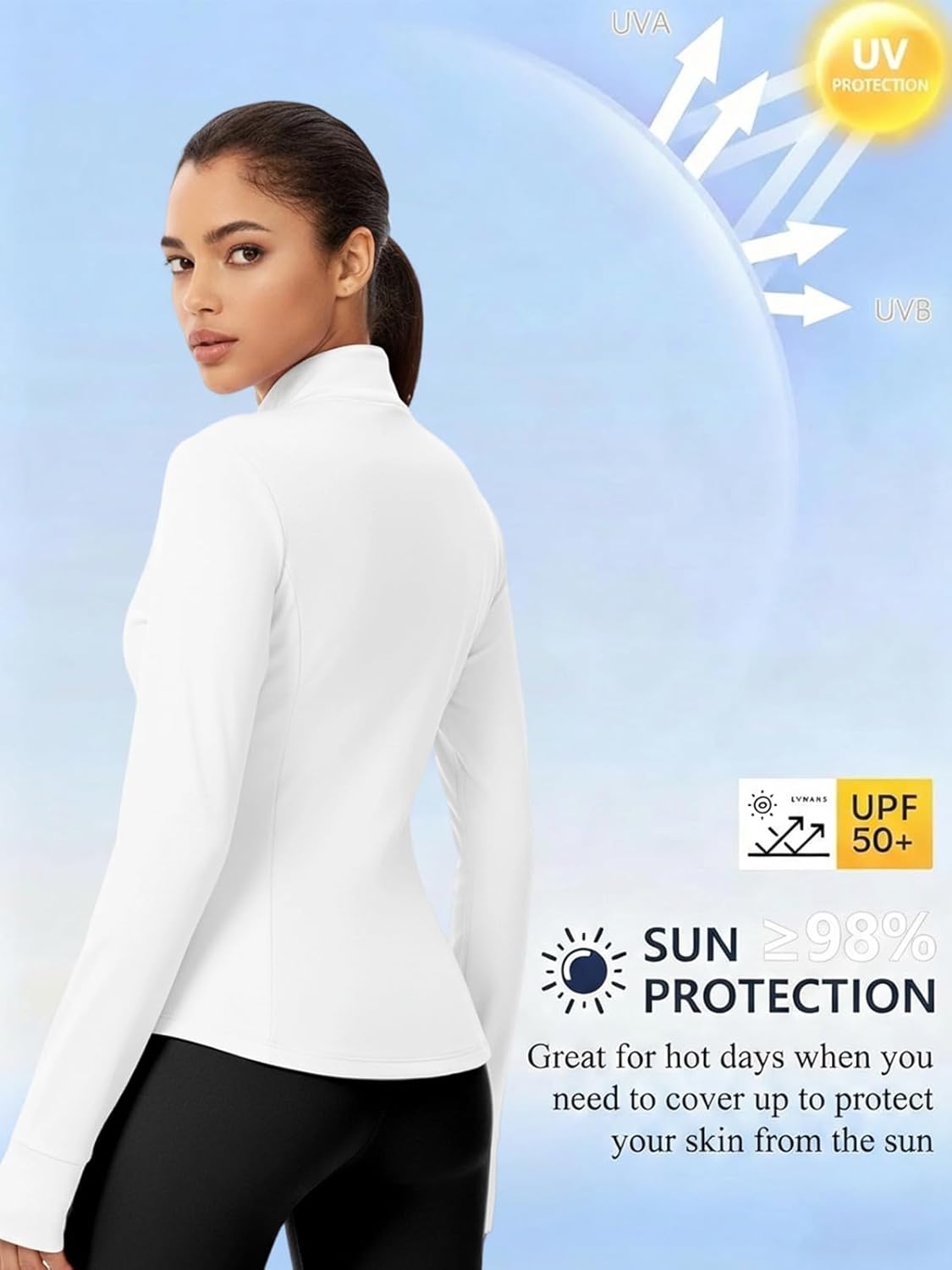 Auxo Workout Jackets for Woman Reflective UPF 50+ Zip Up Cropped Running Jacket Gym Yoga Tops with Pockets - Image 3