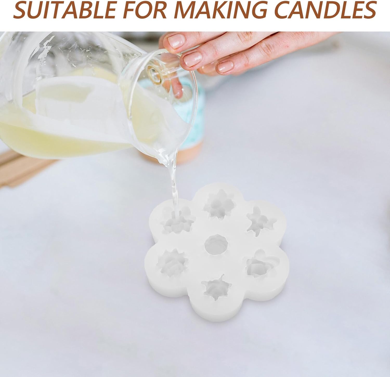 2 Pack Succulent Silicone Candle Making Molds 7 Cavity White