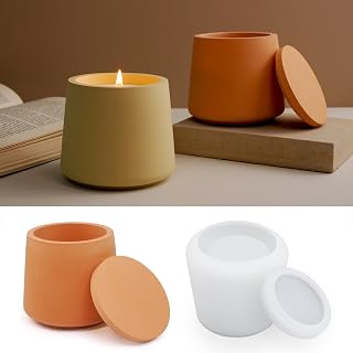 Yitkch Silicone Candle Jar Resin Mold with Lid - Flexible Epoxy Mold for Candle Holders, Planters & DIY Crafts