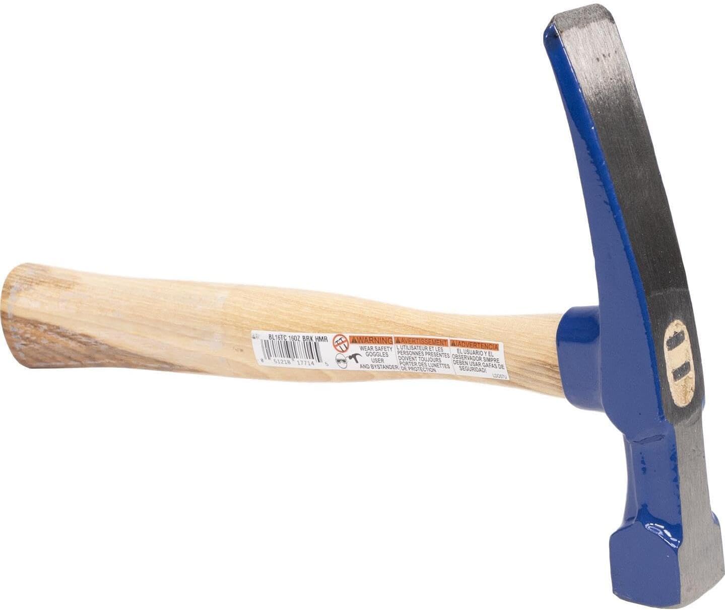 Vaughan 177-14 16-oz Bricklayers Hammer w/Carbide Chisel End with 11" Hickory Handle (BL16TC)