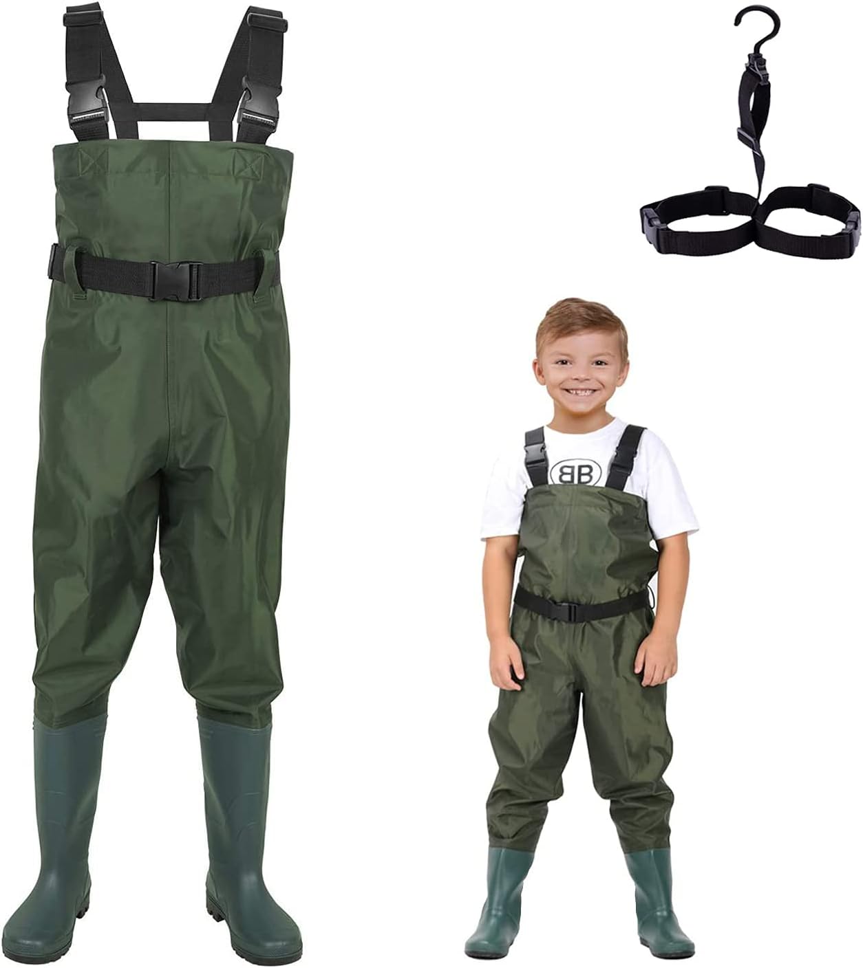 Chest Waders for Kids, PVC Fishing Waders for Toddler & Children, Waterproof Hutting Waders for Boys and Girls