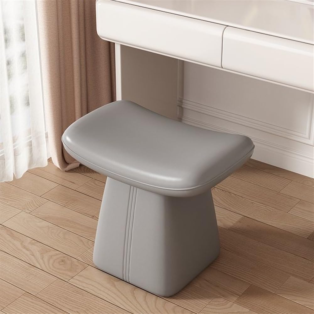 Tabouret de coiffeuse gris en bois pour changer de chaussures