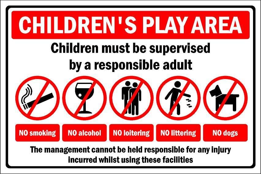 Children's play area/children must be supervised by a responsible adult - 3mm Aluminium sign (400mm x 300mm)