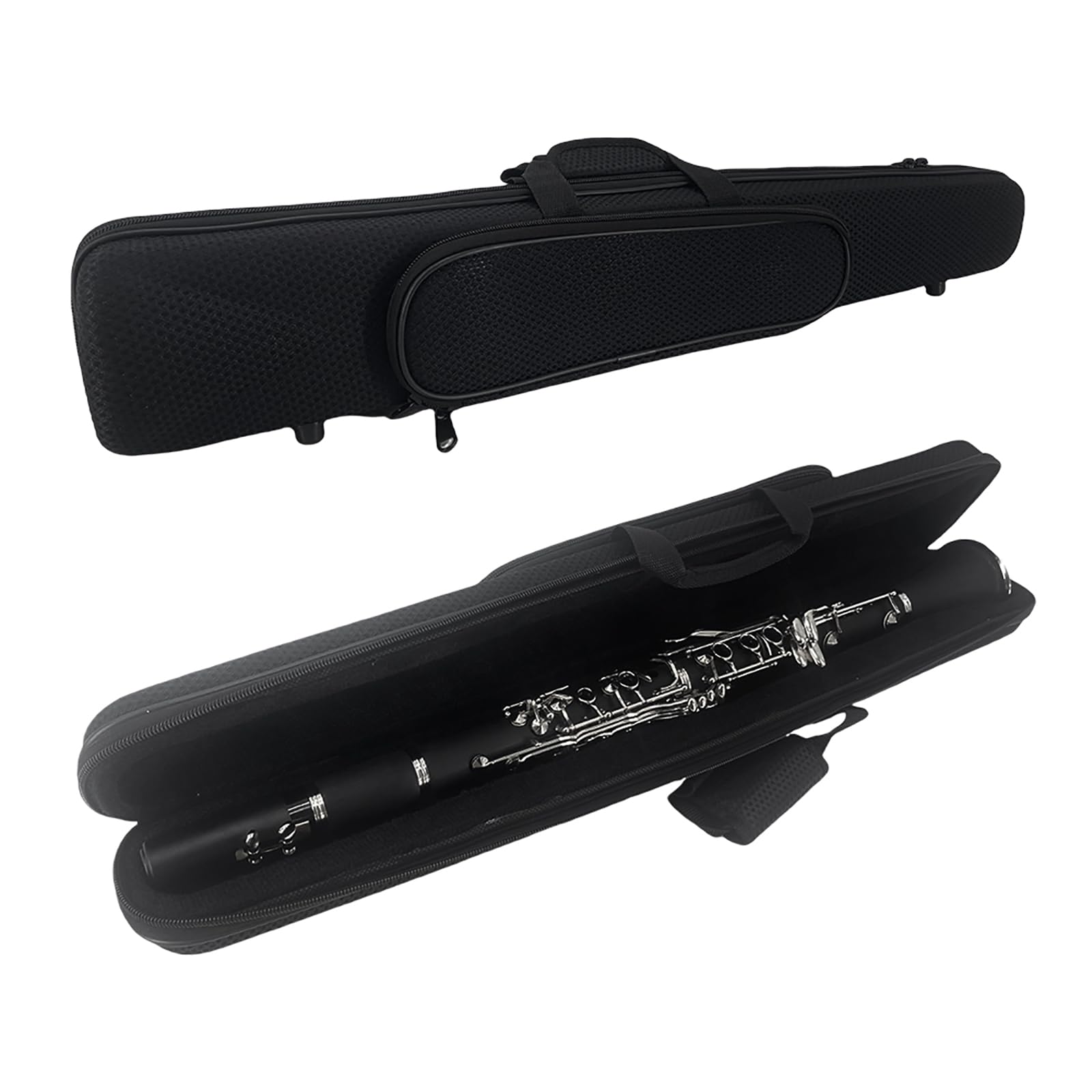 Borsa per clarinetto in Sib in nylon nero con custodia per accessori, leggera e resistente, con manico e tracolla, custodia protettiva per musicisti