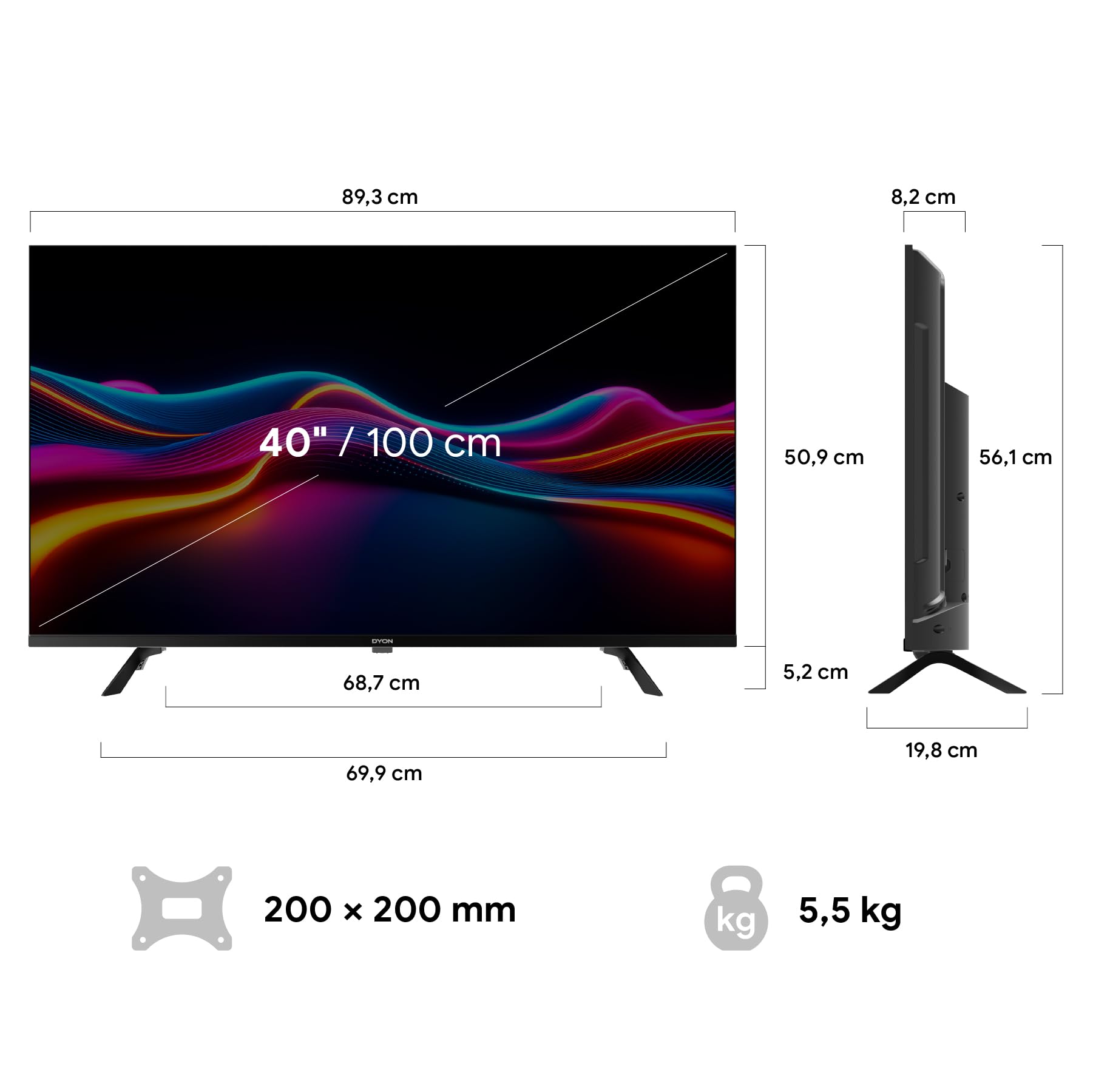 DYON nexGo 40F 40 Zoll Full HD Smart Fernseher mit Triple Tuner – Ansicht 2