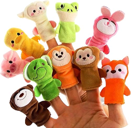 Sealive 10 marionetas de dedo para niños pequeños, juguetes de terciopelo suave de animales del bosque, perfectos para juegos de rol, aprendizaje en