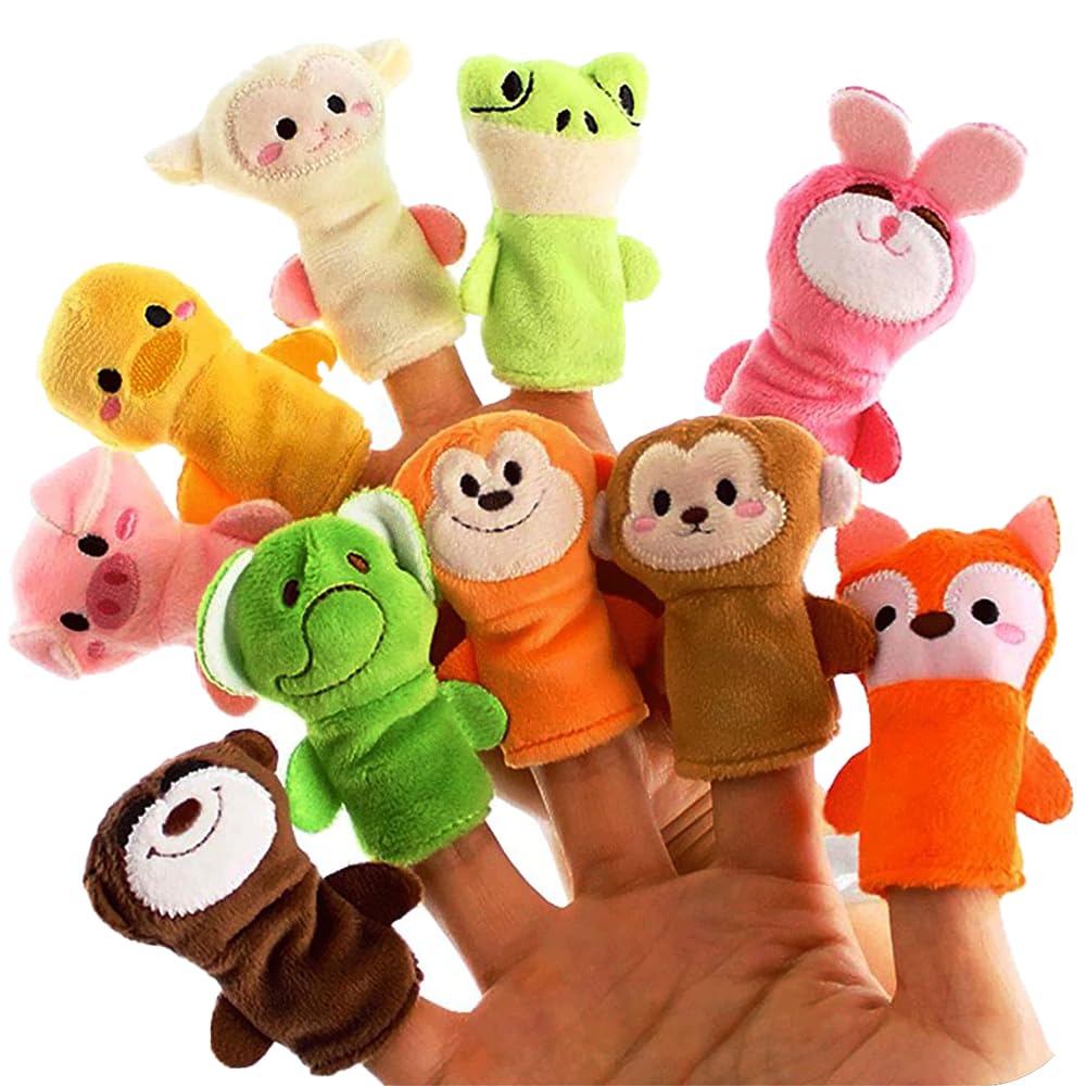 Sealive 10-PCS Finger Puppets for Toddlers Story Time - Soft Velvet Forest Animals Puppet Toys - Perfect for Role Playing, Classroom Learning, Party Favors, Travel, Therapy, Imagination Building