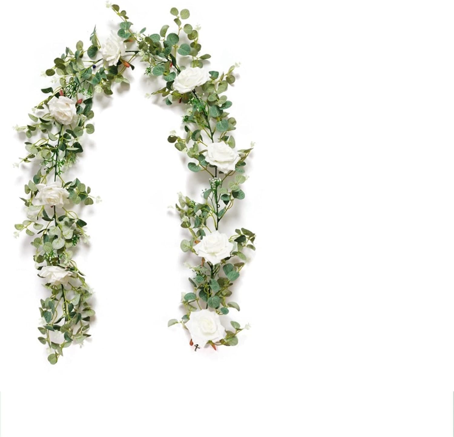 YATUOPNG Artificial Flowers - 185cm Silk Rose Vine Fake Flower Garland Decoration For Arch Arrangement Home Room(Wit)