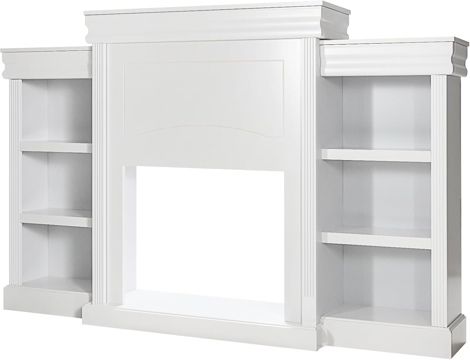 RELAX4LIFE 70’’ Fireplace Mantel with Storage Shelves - Wood Mantel Console Table for 28.5’’ Electric Fireplace, Media TV Stand for Living Room Bedroom, Surround Firebox Without Fire Place (White)