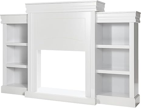 RELAX4LIFE 70 Fireplace Mantel with Storage Shelves - Wood Mantel Console Table for 28.5 Electric Fireplace, Media TV Stand for Living Room Bedroom, Surround Firebox Without Fire Place White