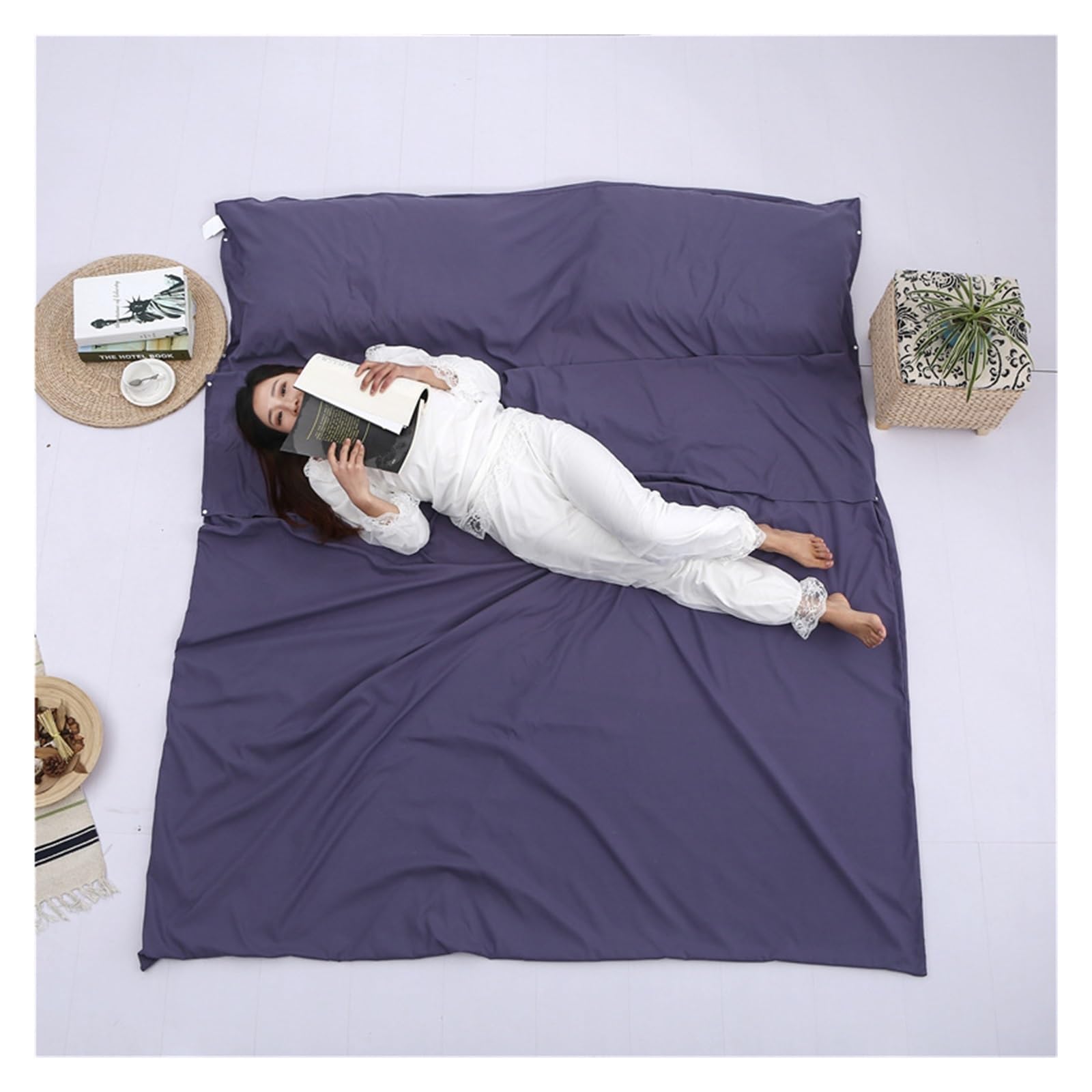 Fodera per Sacco a Pelo Sacco a Pelo Ultraleggero Portatile da Esterno for Campeggio, Escursionismo, Hotel, Pieghevole, da Viaggio, Leggero, Busta, Singolo, Doppio, Lenzuolo(Silver 75X210CM)
