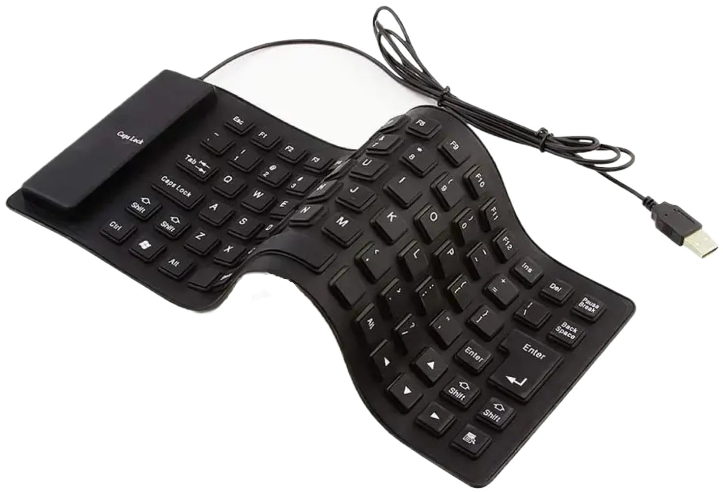 Tastiera pieghevole con cavo USB, 85 tasti, impermeabile, silenziosa, tastiera soft touch, compatibile con PC, notebook, laptop (nero)