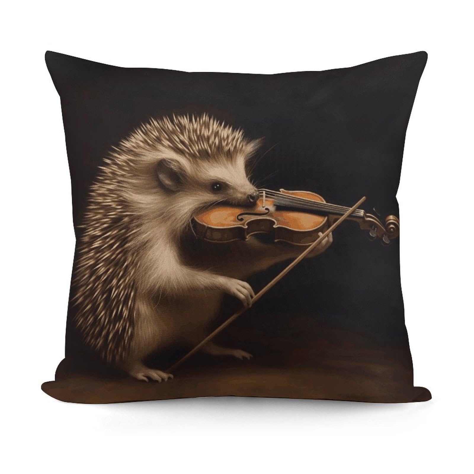 VstaDank Animal Hedgehog Music Violin Throw Pillow Covers 18x18 Inch Soft Couch Home Decor Cushion Cover Comfortable Plush Square Cushion Case Farmhouse Decorative Pillowcase for Living Couch