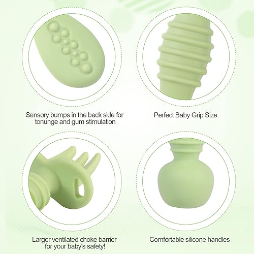Miniatura 3 de 4 cucharas de silicona para bebés de 6 a 12 meses, sin BPA, cucharas de destete LED para bebés, cuchara de entrenamiento, utensilios de