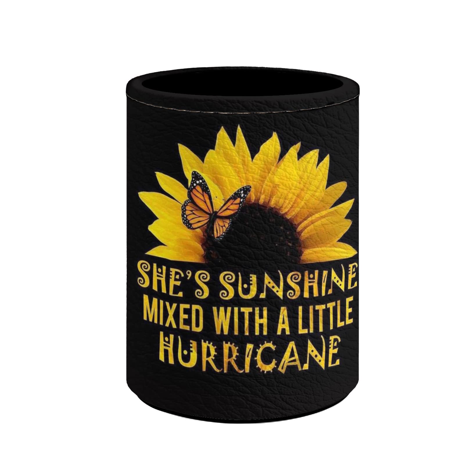 BIGCARJOB She's Sunshine Sunflower Desk Organizer Pencil Cup Pot for Women Ladies Desk Office School Stationery Pen Bags,Pencil Cup Stationery Desk Organizer,PU Leather Pencil Holders — image 1