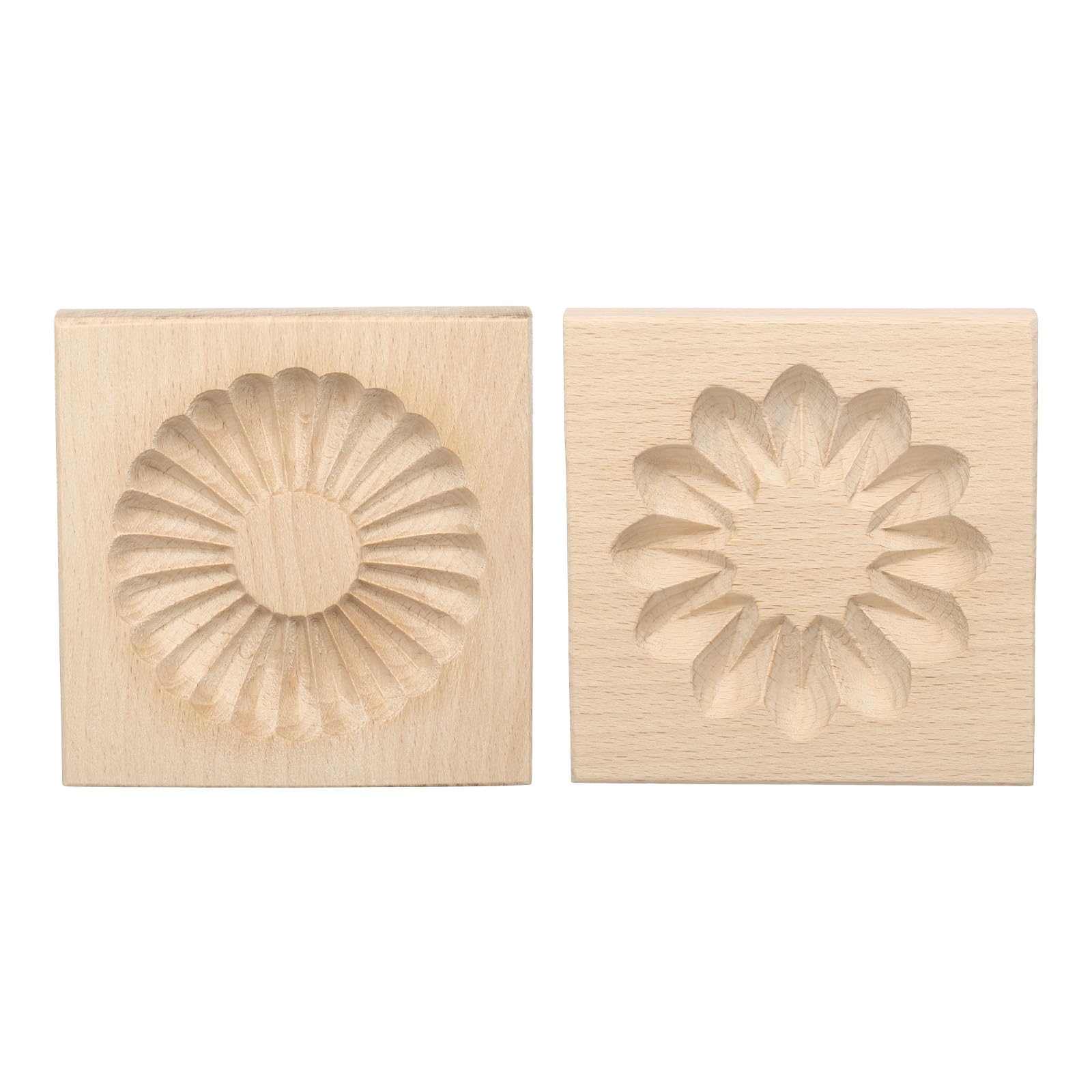 HARFINGTON 2 moldes de madera para galletas de 3.94 x 3.94 pulgadas, molde de madera para galletas, molde para sándwich, herramienta para hornear galletas, sello de prensa de galletas