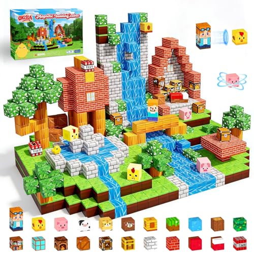 Blocs Magnétiques 126 Pièces pour Enfants,Cube Magnétique Jeu de Construction Éducatif avec 22 Motifs,Jouet d’Apprentissage Formes,Couleurs & Créativité,Cadeau...