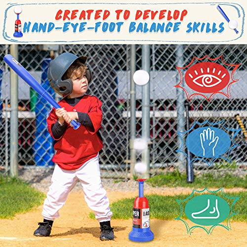 Asyxstar Toddler Toys T-Ball Set,Kids Toys Baseball Tee Ball Set Outdoor Toys for Toddler Boy Toys with 3 Baseballs