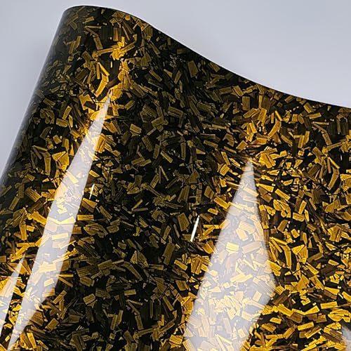 Image of LZLRUN Gloss Forged Carbon Fiber Self Adhesive Vinyl Wrap Film for Car Moto (Gold, 1ft x 5ft)