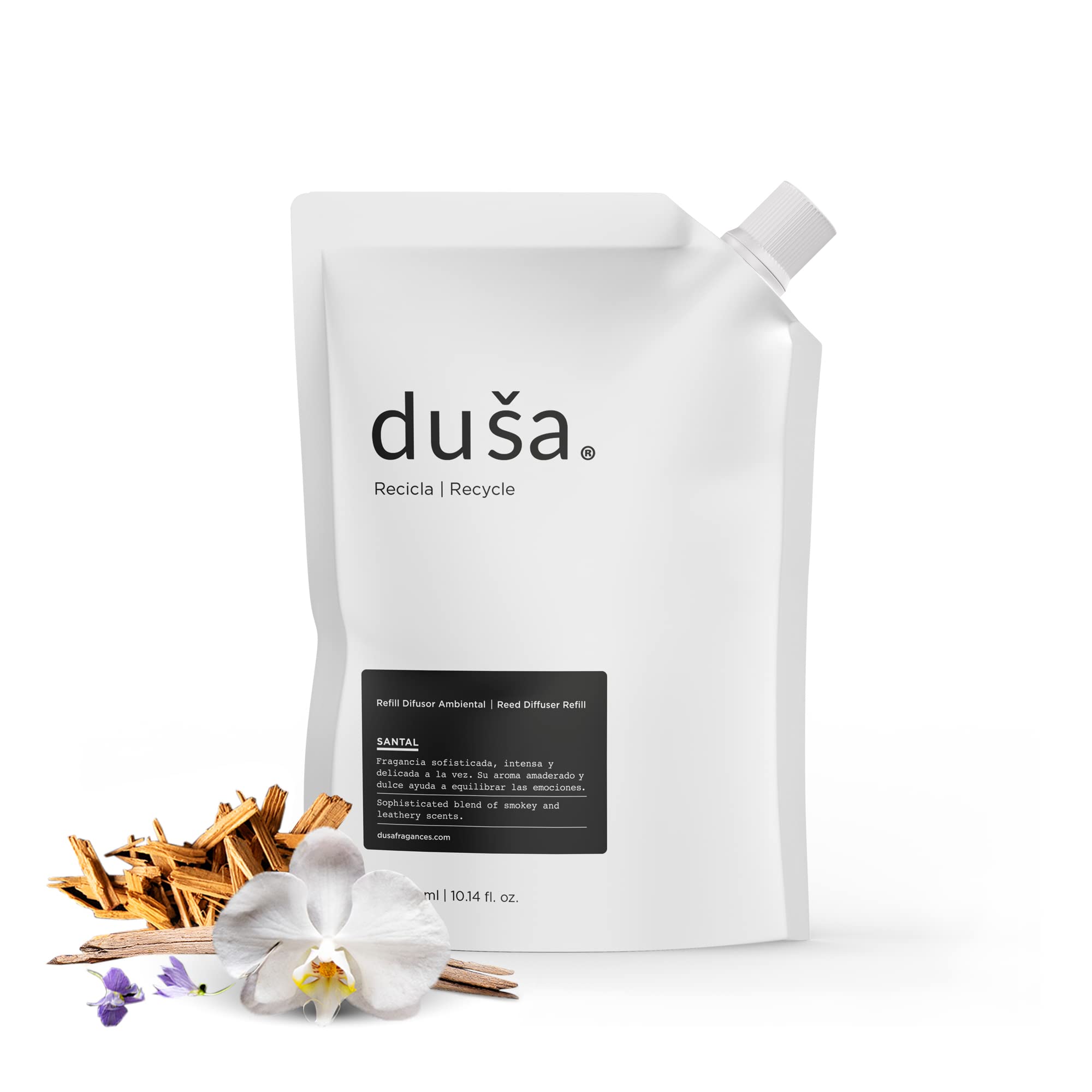 Santal Scent Fragrance Reed Diffuser Refill Oil - 100% Pure Essential Oil Aroma - Long Lasting Room Air Freshener - Bathroom, Office & Home Decor - Vegan, Eco-Friendly, 2X Refills, 10.14 Fl Oz