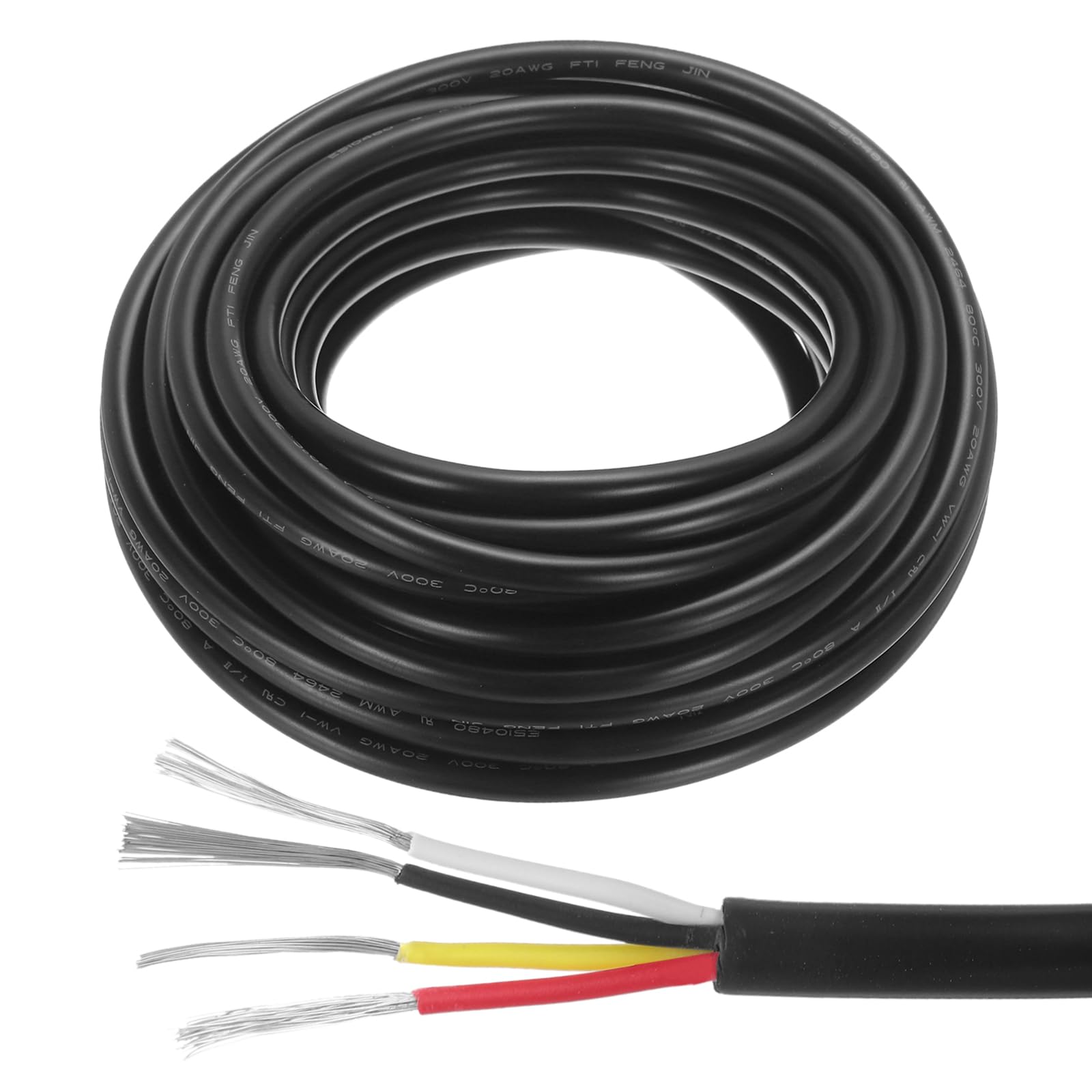 MECCANIXITY Red Black Yellow White Wire 4pin Extension Cable Cord Electrical Wire 20 AWG Parallel Wire Oxygen-Free Copper 26Ft Length for LED Strip