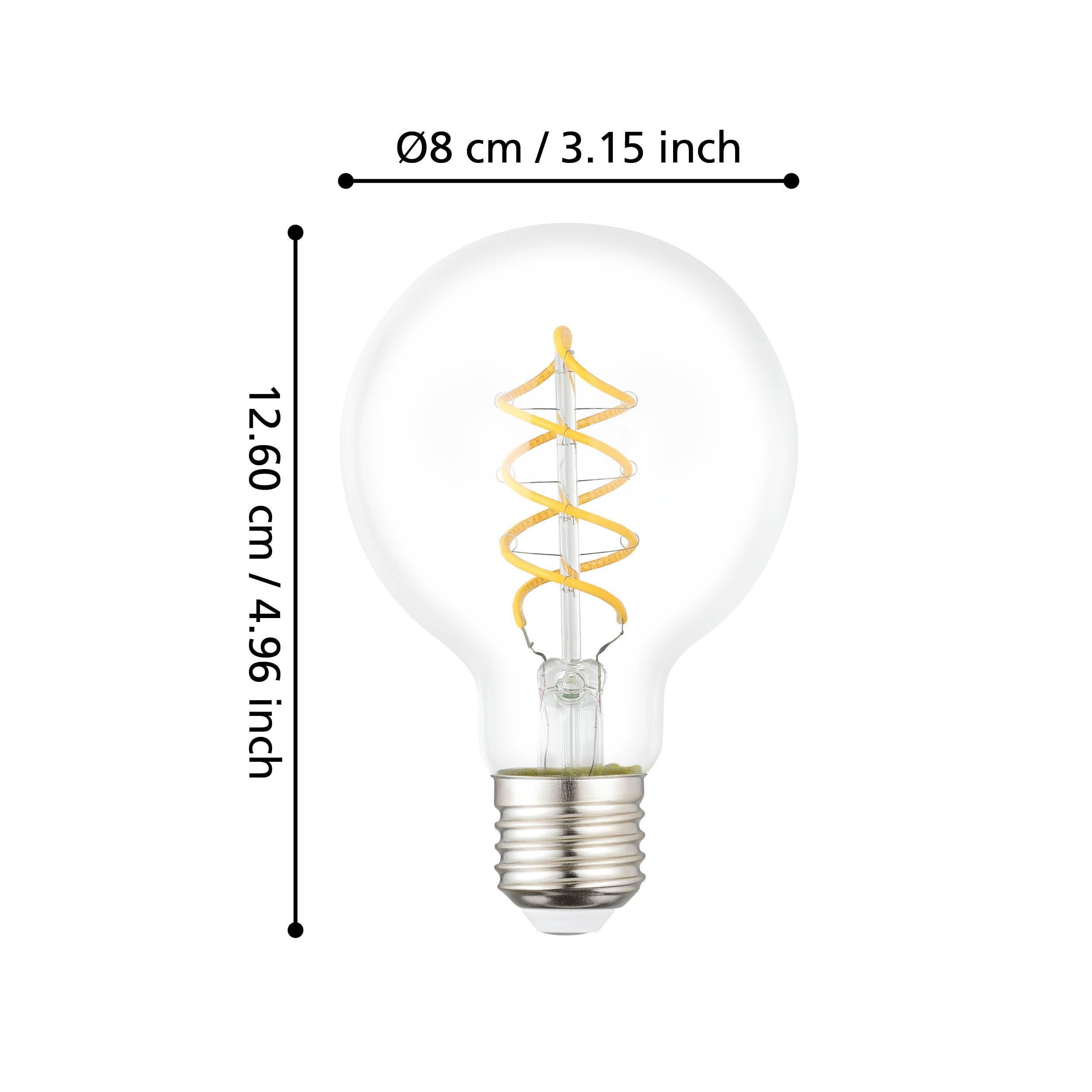 Eglo E27 LED Globe lamp, high Lumen Spiral Light Bulb, Vintage Decorative Lightbulb in Retro Design, 7.3 watt, Warm White - Image 3