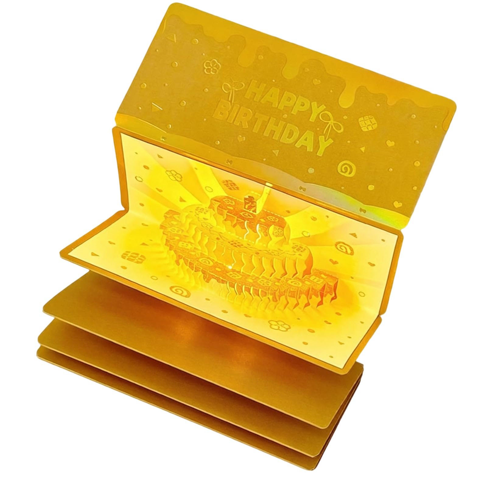 Oxxggkao Foldable Money Envelope Sound and Light Greeting Card with 6 Compartments for Cash Present Holidays Celebration LED Music Greeting Card