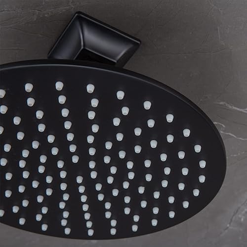 Miniatura 3 de SEABEFORE Brazo de ducha montado en el techo de 4 pulgadas, extensión de cabezal de ducha negro mate con escudo único a juego, conexión estándar de