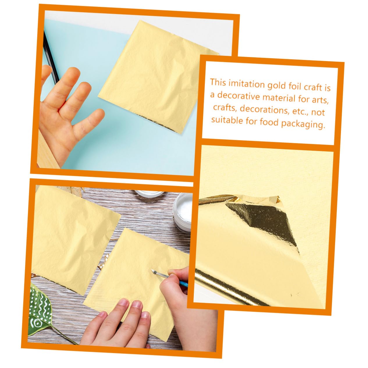 NUOBESTY 5 Sätze Nachahmung Von Goldfolienpapier Handgefertigter Glitzer Folienkunsthandwerk Nagelaufkleber Für Nagelkunst Vergoldung Handwerk Goldfolie Vereiteln Golden 200 Blatt*5