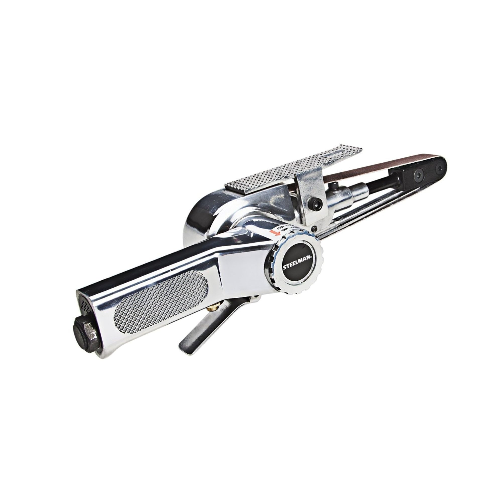 Steelman 3/4-inch (20mm) Belt Sander Automotive Repair Tool for Mechanics, Narrow Profile for Confined Spaces, 360 Degree Rotation, Built-In Regulator