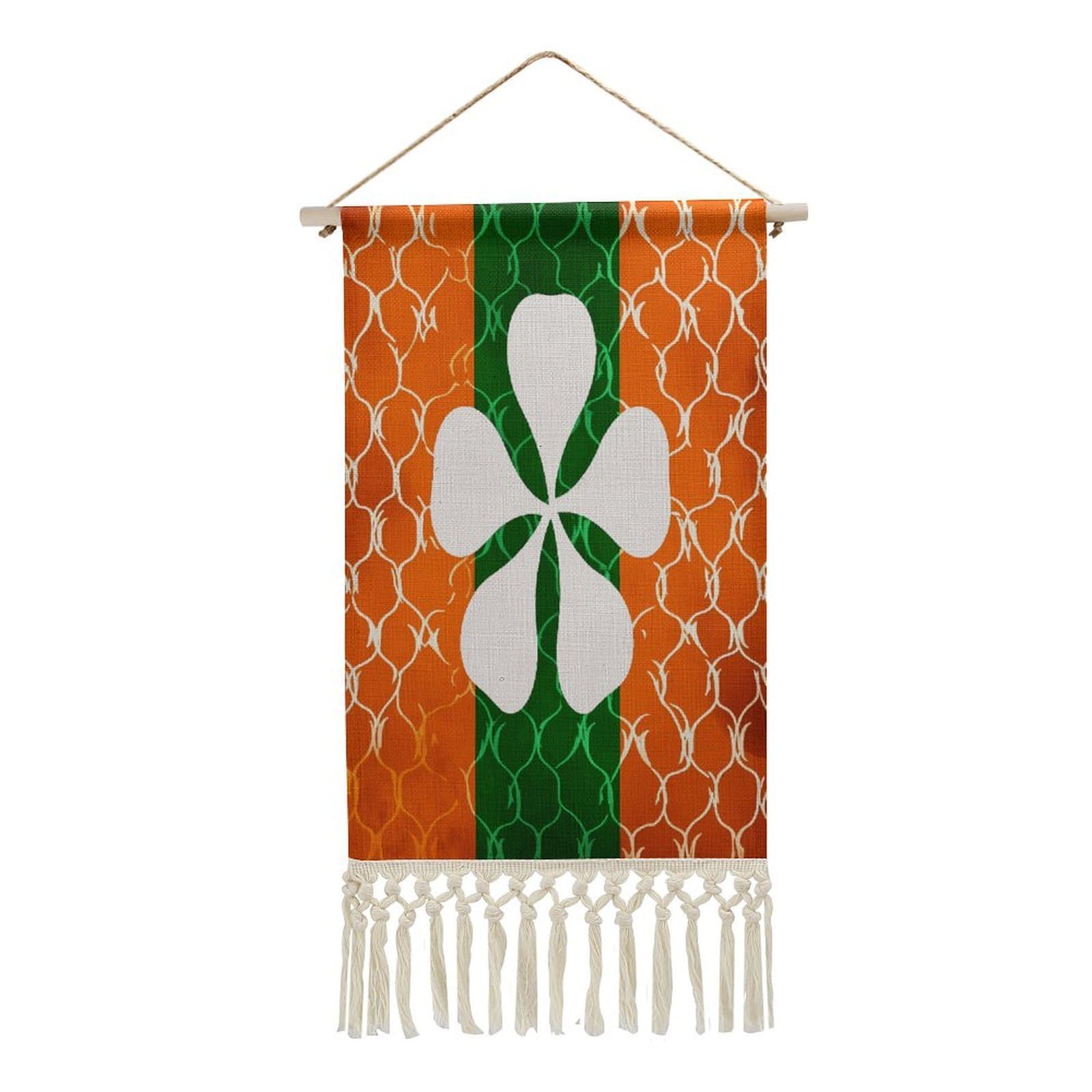 Adfgyerh Style Silhouette Of Leaves Tapestry With Tassels Cotton And Linen Hanging Posters, Wall Art For Travel Gift, Wall Tapestry For Office Home Decor Bedroom Living Room Decor