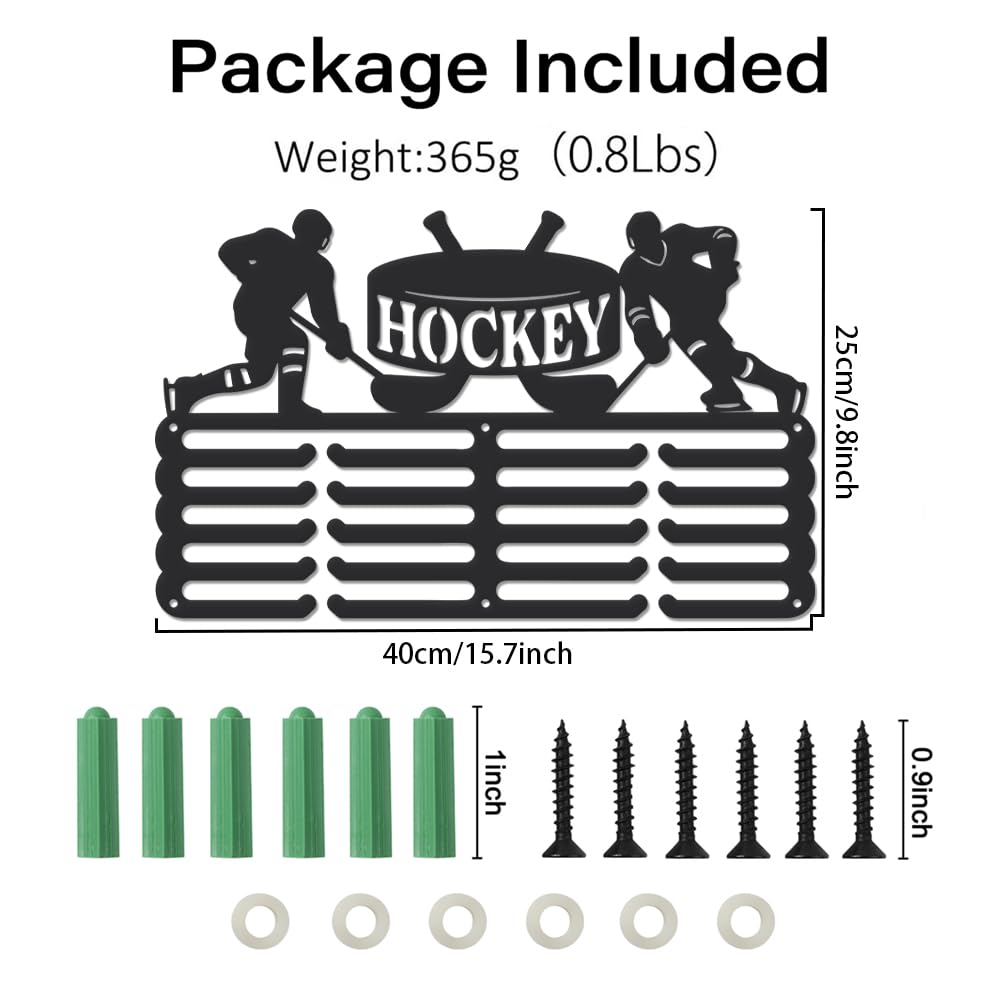 SUPERDANT Porta Medaglie da Parete da Hockey Espositore per Medaglie da Hockey su Ghiaccio 5 File 20 Ganci Espositore da Parete per Medaglie Supporto in Metallo per Sport per Regali per Atleti