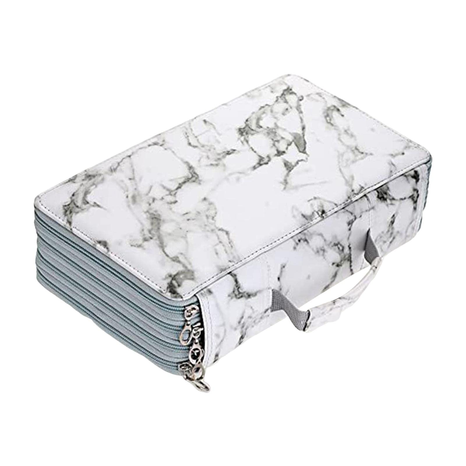 Astuccio Organizzatore Portapenne Borsa Accessori Grande Capacità Zipper PU Strati Adatto per Bambini Professionisti Ufficio Scuola Regalo, Bianco