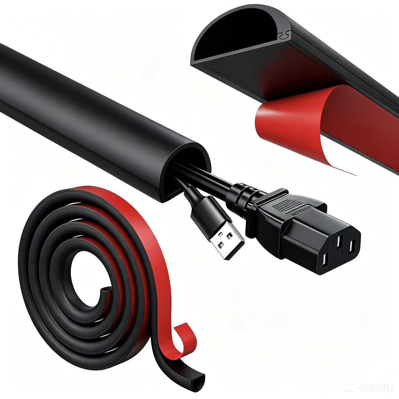 4m Black Silicone Cable Trunking, 15 x 10mm Cable Trunking Self Adhesive