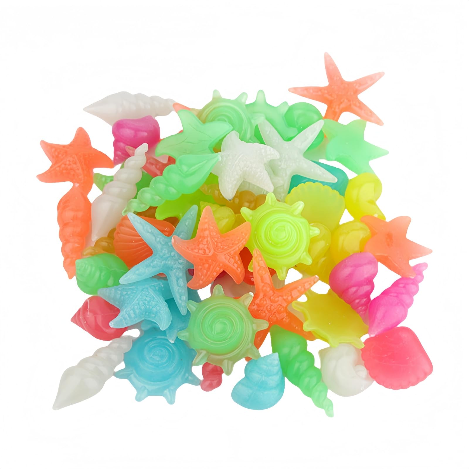 SUSOYAOCHEN 50PCS Luminous Stone, Glow in The Dark Conch Starfish,Glowing Rocks Fish Tank for Swimming Pool Aquarium Plant Pots Bonsai Walkway
