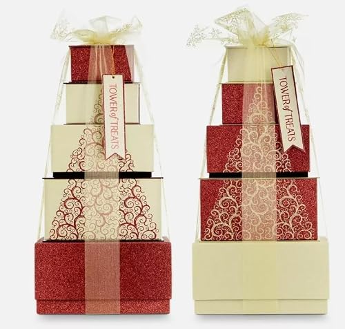 One Festive Tower of Treats - Hamper of Chocolates, Fudge, Biscuits - with Free Santa Gnome - Image 2