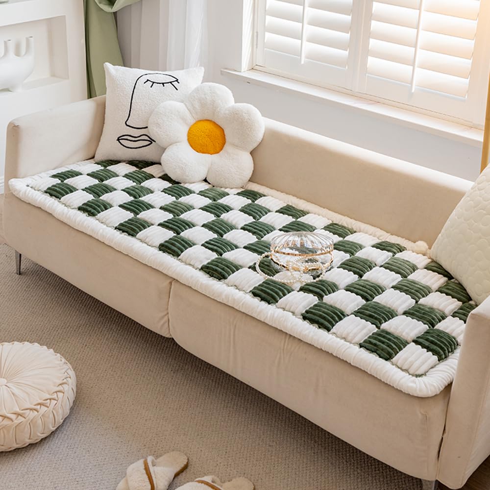 Awjcsv Couch Cover for Dogs Washable, Sofa Cover Protector, Couch Covers for 3 Cushion Couch Sofa Pet Friendly, Soft, Non Slip (Dark Green, 27.6 x