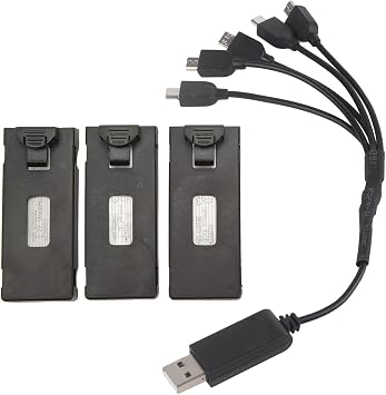 RC Drone Lithium Battery Kit,RC Aircraft Battery Charging Cable Set for E88 E88Pro LS E525 E525Pro 1800mah