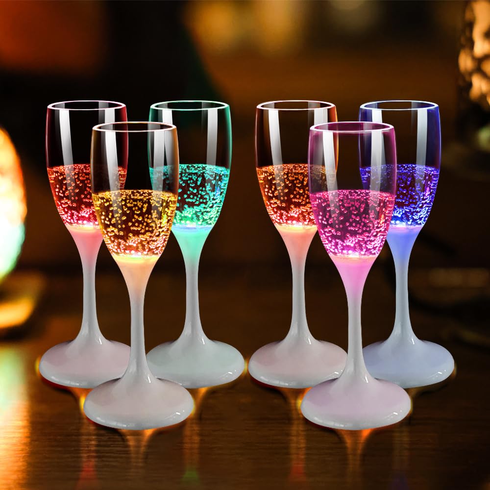 Amazon | LED シャンパングラス コップ 6個セット ワイン ゴブレット